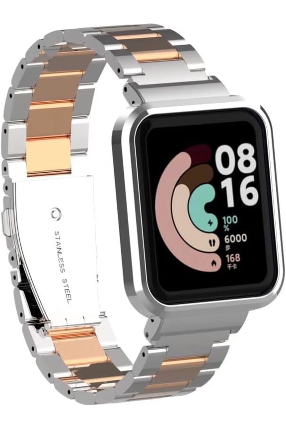 -Compatible with Xiaomi Mi Watch Lite/Redmi Watch Lite bands,Stainless Steel Metal Replacement Strap Wrist Band Compatible for Xiaomi Mi Watch Lite/Redmi Watch Fitness Tracker