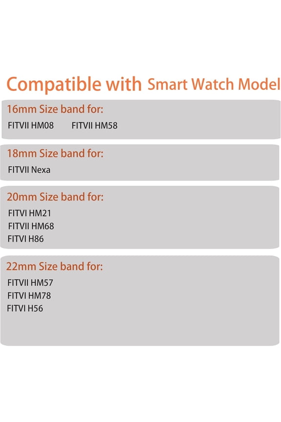 -Compatible for FITVII Fitness Tracker Bands, 18mm, 20mm, 22mm Stretch Elastics Nylon Adjustable Replacement Strap Accessories