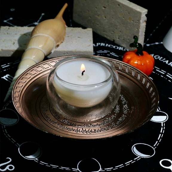 EFEMF-Copper Offering Bowl Plate for Altars, Rituals, Incense Burners, Candles, Decor