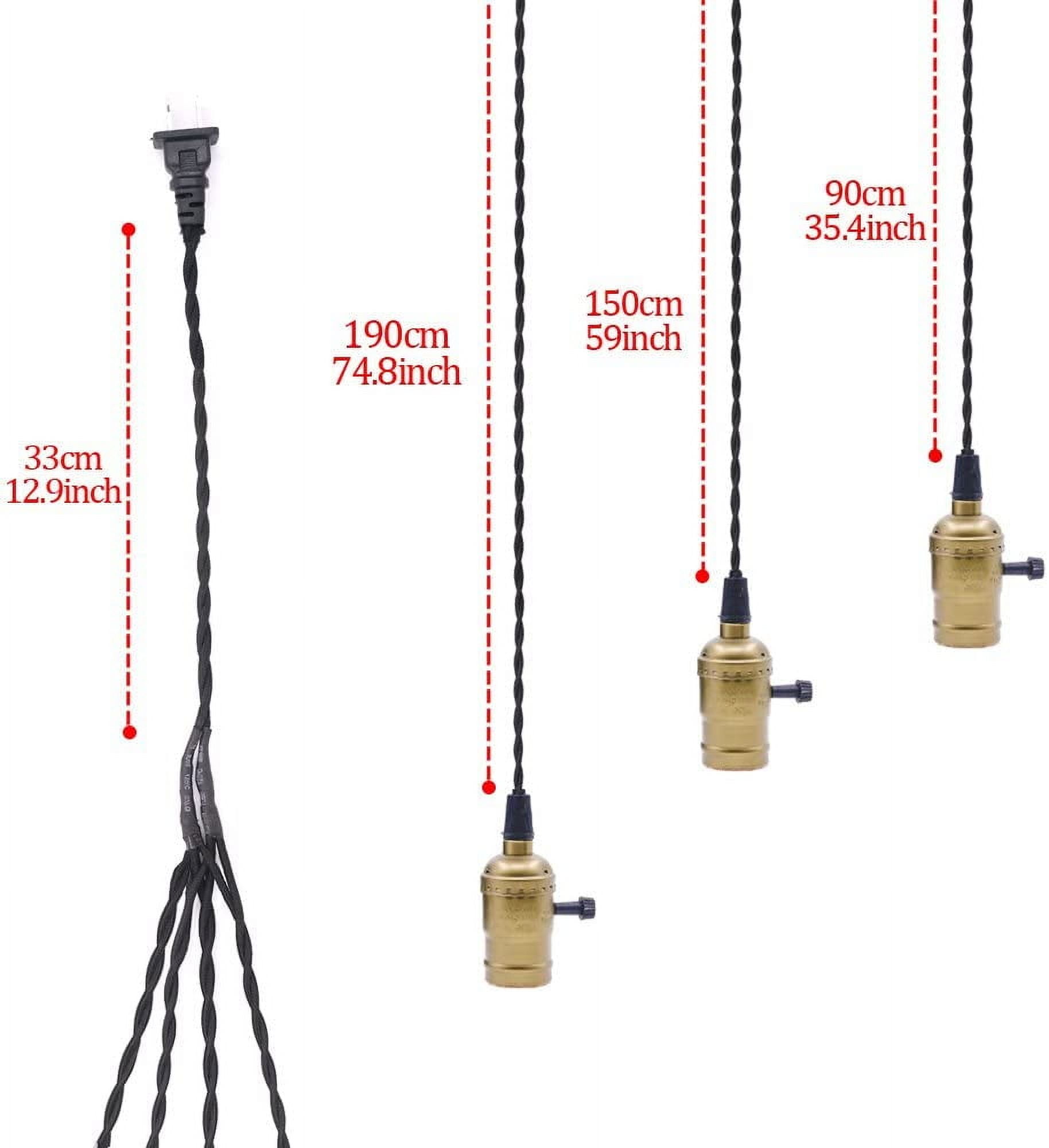 Socket String Edf EFEMF-Copper Vintage Triple Light Sockets Pendant Hanging Light Cord ...