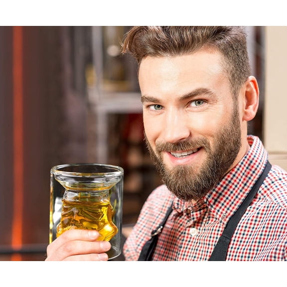 EFEMF-Creative Whisky Sobriety Glasses Transparent Flask Carefe Whiskey Decanter Glasses(2) for Men, Whisky Carafe for Wine, Scotch, Bourbon, Vodka, Liquor