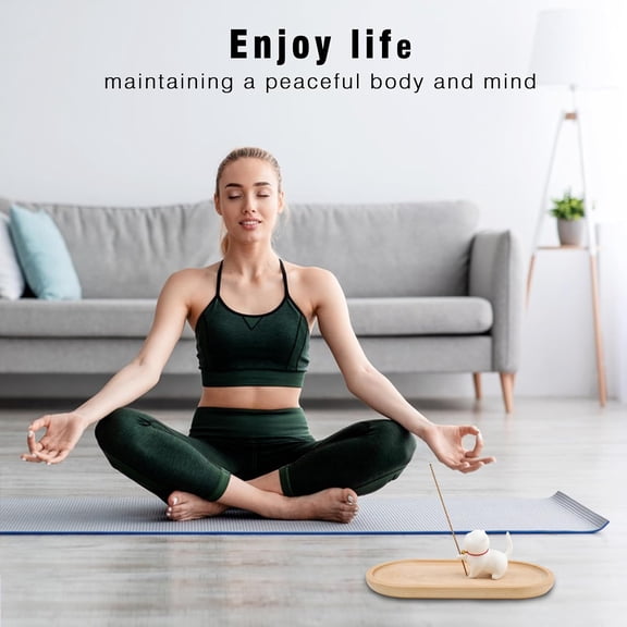 EFEMF-Cute Ceramic Cat Incense Stick Holder, Incense Burner Set, Large Beechwood Ash Catcher Copper Incense Stand Incense Sticks Brush, Meditation Yoga Massage Work Read Home Decor (A, A-White)