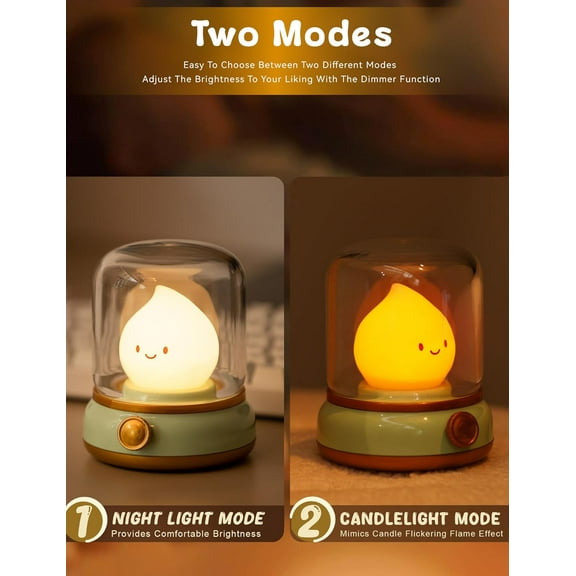 EFEMF-Cute Chibi Flame Lamp, Anime Cozy Lights, Retro Rechargeable Night Light, Decor, Cute Desk Accessories, Gifts.