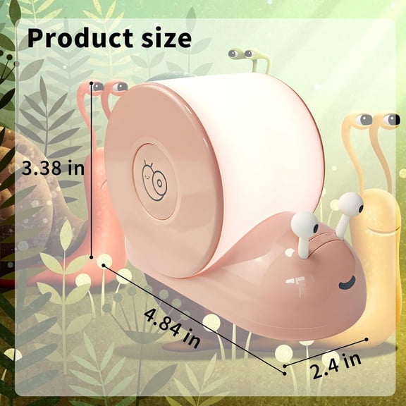 EFEMF-Cute Snail Night Light | Magnetic Base Dimmable Bedside Lamp | 800mAh Long-Lasting Soft Light |USB Rechargeable Timer Safe Portable LED Lamps|Breastfeeding Dorm Room Decor