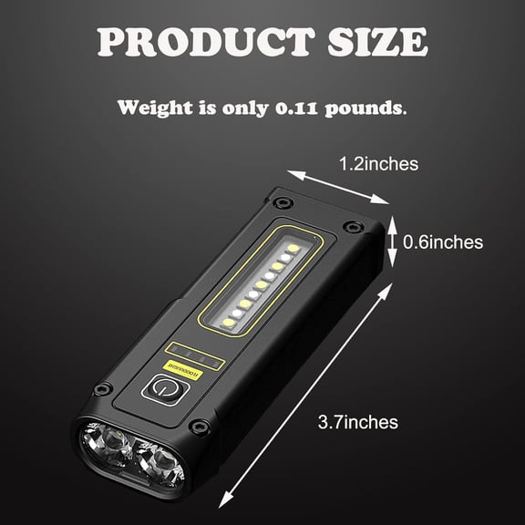 EFEMF-DLHONORV LED Rechargeable EDC Flashlight, Super Bright Tactical Pocket Torch with Red Blue and COB Work Light, IPX4 Waterproof Multifunction Portable Magnet Flashlight for Camping, Outdoor (Bla