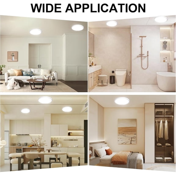 EFEMF-DLLT Flush Mount Ceiling Light: 12 Inch Kitchen Lighting Fixtures Ceiling - 24W Surface LED Light Fixtures for Bedroom Hallway Garage - White Round 5 Color Temperatures (2700K-6000K) Ceiling Li