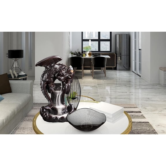 EFEMF-Dragon Backflow Incense Burner, Waterfall Incense Holder Ornamen Statue Fountain Home Decor