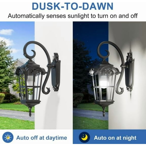EFEMF-Dusk to Dawn Light Bulbs Outdoor, Light Sensor A19 LED Light Bulb, Automatic on/Off Photocell Bulb for Outdoor Porch Lighting, 60W Equivalent, Energy Efficient 9W, Daylight 5000K,E26 Base, 4 Pa