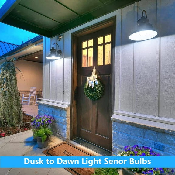 EFEMF-Dusk to Dawn Light Sensor Bulbs, A19 12W LED Auto On Off Light Bulbs, 1200 Lumens, E26 Base, Cool White 6000K Indoor Outdoor Lamp for Porch Garage Yard, 4-Pack