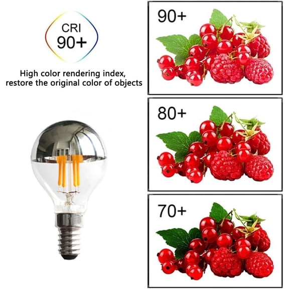 EFEMF-E14 G45(G14) Silver Half Chrome Light Bulb 4W Dimmable Globe 40W Equivalent Warm White 2700K,E14 European Base CRI 90+ 600 Lumen Decorative Light Bulb,4 Pack