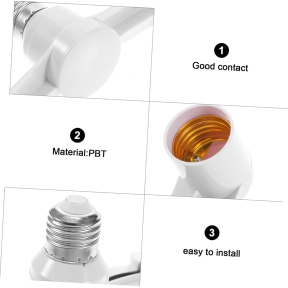 EFEMF-E27 Light Socket Splitter Adapter Dual Lamp Holder Converter for Led Bulbs 2-in-1 Double Light Bulb Socket Easy Installation Fireproof Material for Home Office Workshop