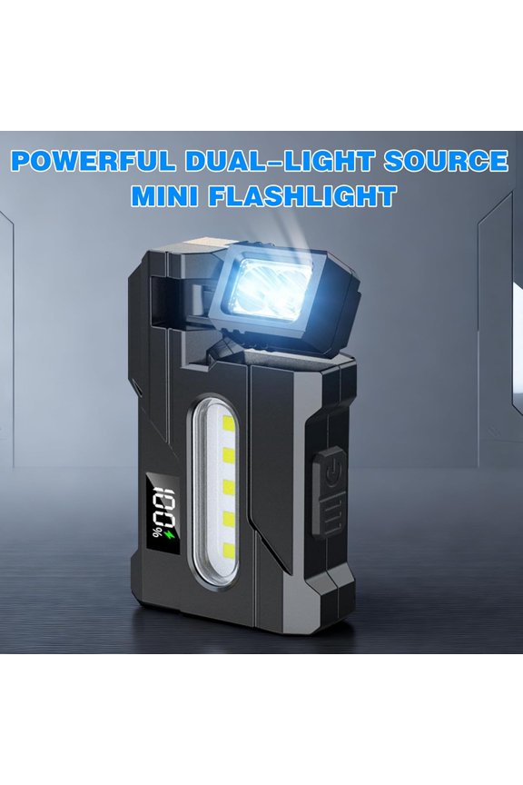 -EDC Flashlight 1200 Lumens, 2PCS Super Bright Rechargeable Mini Light with Rotatable Magnet, 3 Modes Dual Light, Portable Pocket Torch with Keychain for Outdoor Emergency Camping Daily Carry