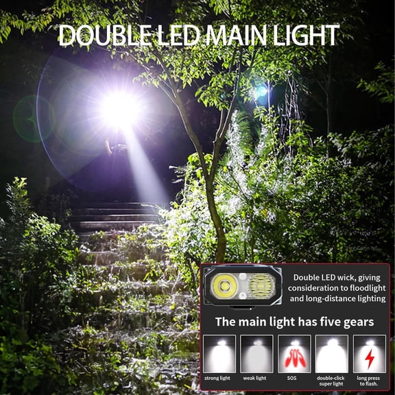 EFEMF-EDC Tactical Flashlight DT007, Compact 7 Mode Pocket LED Flashlight - 1500LM, USB-C Rechargeable Digital Display, IPX5 with Side Light and Clip for Everyday Carry Travel (1, Black)