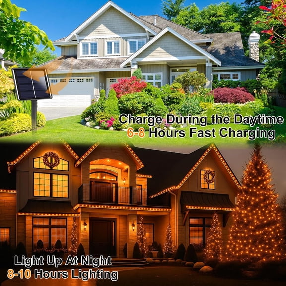 EFEMF-Extra-Long 144FT Solar String Lights for Outside, 2 Pack 400LED Solar Fairy Lights Outdoor Waterproof, Copper Wire with 8 Modes Solar Twinkle Lights for Tree Garden Party Xmas Wedding Decor (Or