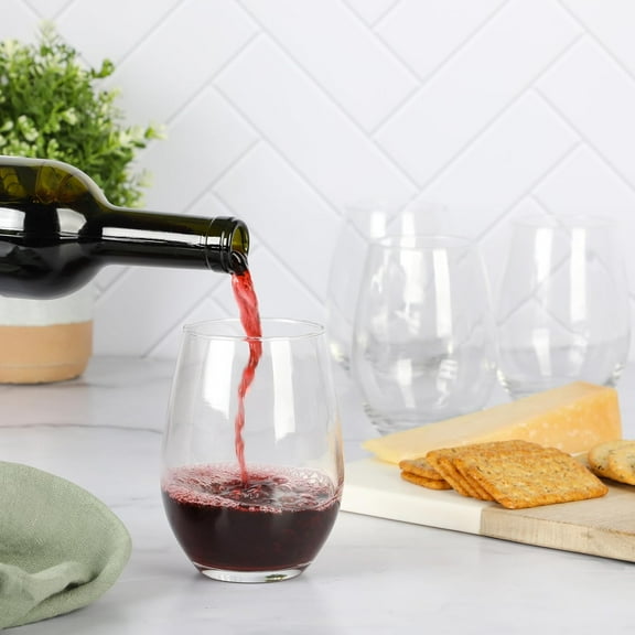 EFEMF-Farrow 18 OZ Large Stemless 4 Pack Multipurpose Wine Glasses Set for Red or White Wine