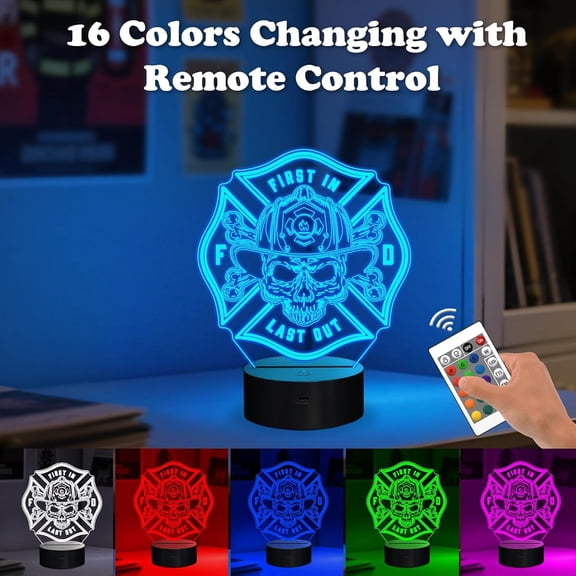 EFEMF-Firefighter Gifts, Fire Fighter Gifts Men, Fireman Night Light with 16 Colors Changing & Timer & Dimmer, Creative Gifts for Birthday, Father's Day, Graduation, Thank you, Xmas for Firefighter,