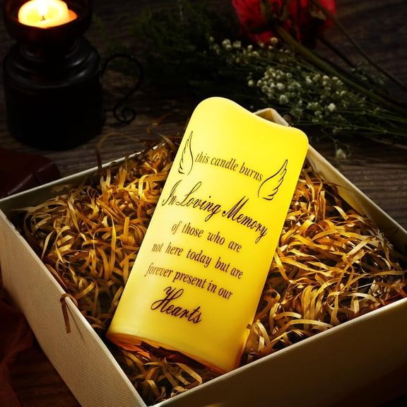 EFEMF-Flameless Memorial Candle Real Wax LED Candle with Remote Bereavement Sympathy Gifts for Loss of Loved One Mother, Father Remembrance Gift(in Heart)