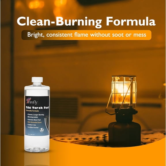 EFEMF-Fuel Tiki Torch Fuel  Clean-Burning Outdoor Lamp Oil for Tiki Torches and Lanterns. Low Smoke, Citronella Formula, Long-Lasting  Outdoor Patio & Garden Use - 32oz