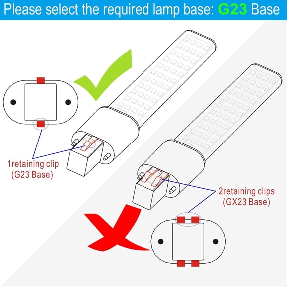 EFEMF-G23 Base LED Bulbs 13W CFL Equivalent,2-Pin PL Horizontal LED Light,3 Color Selectable Warm White/Nature White/Cool White/360 Beam,100277V Plug-and-Play,CFL Replacement,2 Pack. (G23)