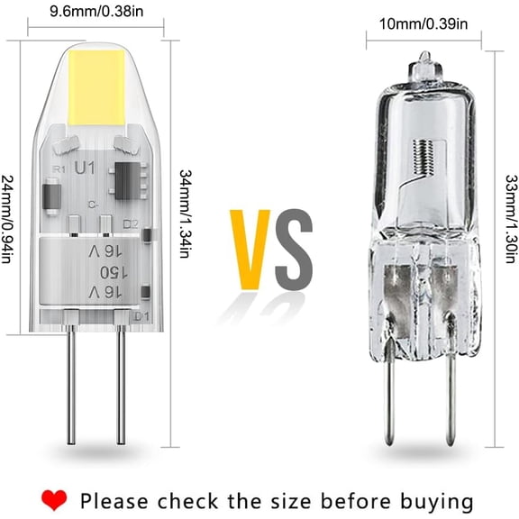EFEMF-G4 LED Bulb AC/DC 12V 1.2W (10W Halogen Bulb Replacement), 6000K Daylight White JC G4 Bi Pin Light Bulbs for Under Cabinet Puck Light, Chandelier, RV, Landscape Lighting, Non-Dimmable, 10 Pack