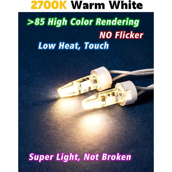 EFEMF-G4 LED Bulb AC DC 12V to 24V JC Type, 20W-30W T3 G4 Halogen Equivalent, 2W 2700K Warm White, G4 Bi-Pin Base, 250LM, Landscape Lighting Courtyard Lawn Lights, Non-Dimmable,10pcs