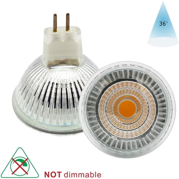EFEMF-Glass-Aluminum MR16 Spot LED Bulb Light Cup, COB 5 Watts 500lm, AC 110V-130V, for GU5.3 Spotlight, Downlight & Track Light, Warm White 3000K (4 Pack)
