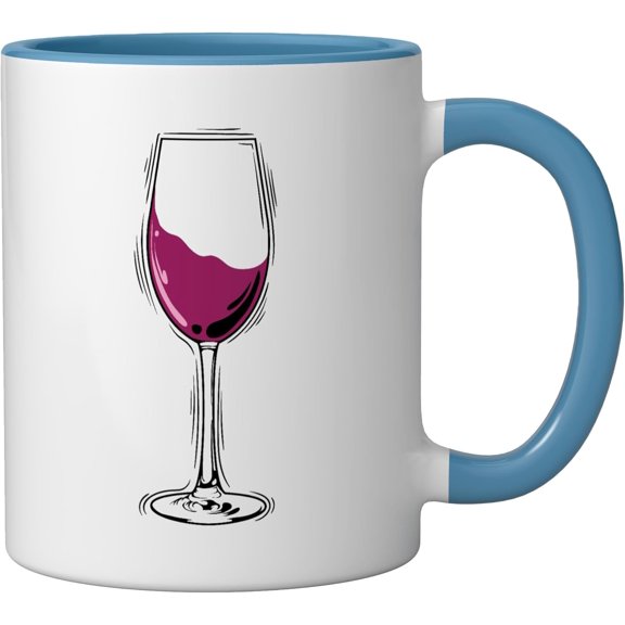 EFEMF-Glass Wine Ceramic Mug, Blue/White