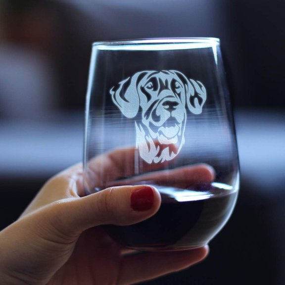 EFEMF-Great Dane Face Stemless Wine Glass - Cute Dog Themed Decor and Gifts for Moms & Dads of Great Danes - Large 17 Oz