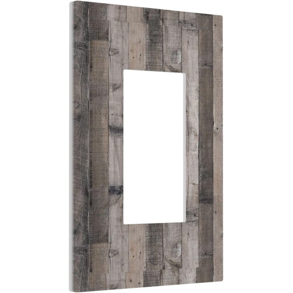 EFEMF-Grey Wood Plank Board 1 Gang Rocker/Decora Outlet Light Switch Wall Plate Cover Faceplate Decorative Faceplate for Bathroom Home Living Room Bedroom Decorate 5" x 3