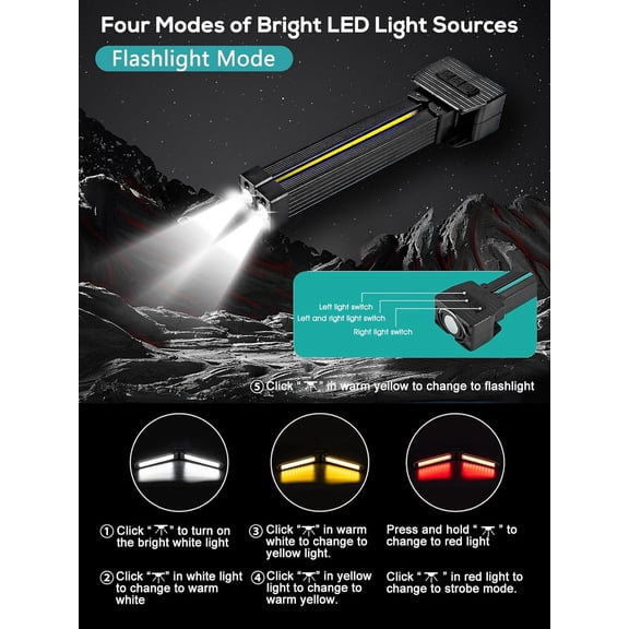 EFEMF-Gym Lamp, Portable Gym Lighting for Posing, Magnetic Work Light Rechargeable, Gift for Men/Women, 180 Rotate Foldable with Hang Hook Camping Lamp, USB Power Bank LED Handheld Flashlight-Black