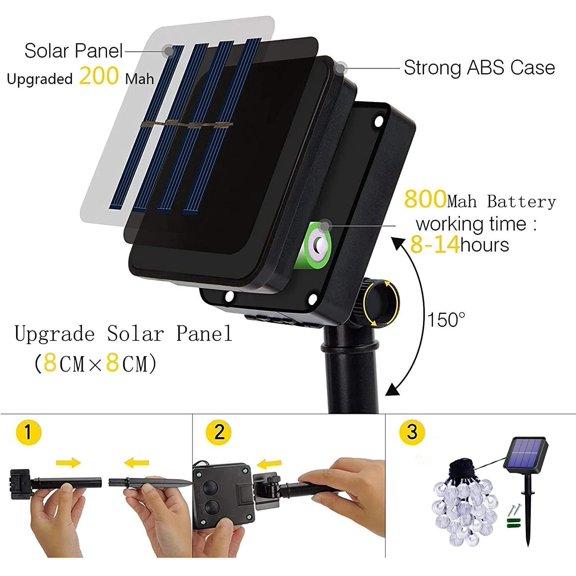 EFEMF-Halloween Decorations Solar Lights,Solar Light Outdoor Waterproof with 8 Lighting Modes 7M/ 24 Ft,50 LED Solar Outdoor String Lights for Tree,Garden,Patio,Party,Festival (Blue)