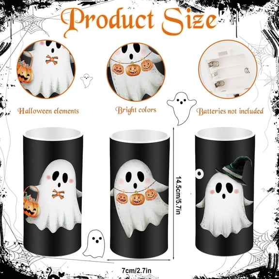 EFEMF-Halloween Ghost Flameless Candles Halloween Boo Ghost Decorations Candles Battery Operated Candles for Home Decor Boo Basket Gift