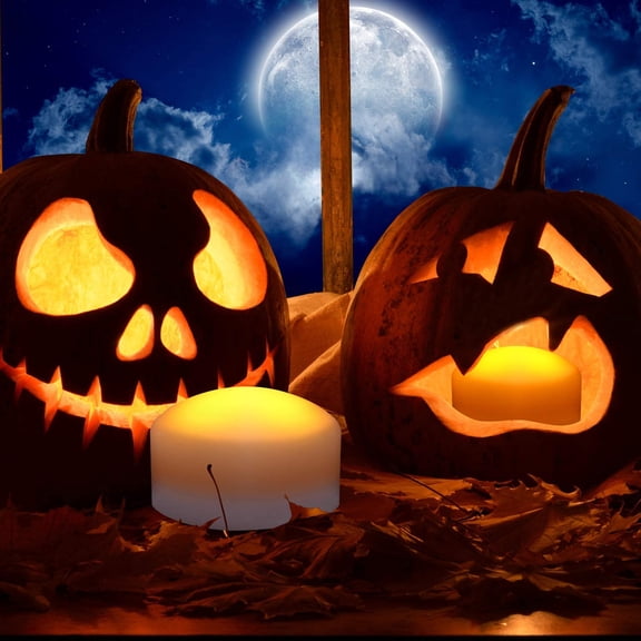 EFEMF-Halloween LED Pumpkin Light with Remote Timers Stainless Steel Carving Tool Kit Battery Operated Jack-O-Lantern Light Bright Flickering Flameless Candle for Big Pumpkin Decor Holiday Decoration