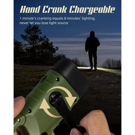 EFEMF-Hand Crank Solar Powered Flashlights,Compact Emergency LED Flashlight Handheld Survival Flashlight,Quick Snap Carbiner Dynamo Flashlight for Outdoor,Sports,Hiking-4 Packs