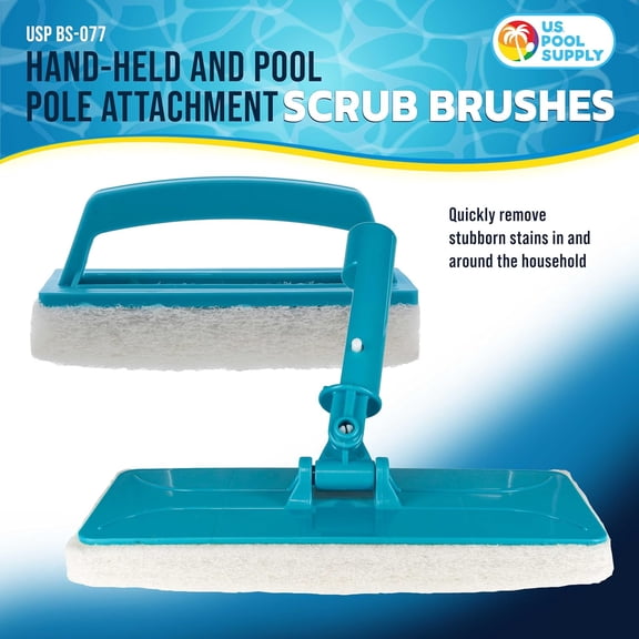 EFEMF-Hand-Held and Pool Pole Attachment Scrub Brushes - Surface Scrubbing Scouring Sponge Pads - Clean Pool Tile Grout Walls, Vinyl Liners, Spas, Remove Stains, Kitchen Bathroom Tub Shower