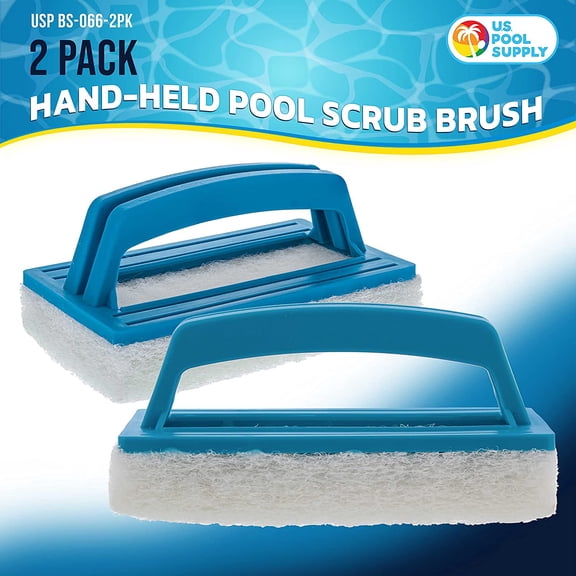EFEMF-Hand-Held Pool Scrub Brush, 2 Pack - Scrubbing Scouring Sponge Pad - Clean Pool Tile & Grout, Walls, Vinyl Liners, Spas - Surface Cleaning Scrubber, Kitchen, Bathroom Tub, Shower Tile