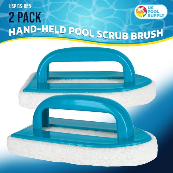 EFEMF-Hand-Held Pool Scrub Brush, 2 Pack - Surface Scrubbing Scouring Sponge Pad - Clean Pool Tile & Grout, Walls, Vinyl Liners, Spas - Cleaning Scrubber Stains, Kitchen Bathroom Tub Shower
