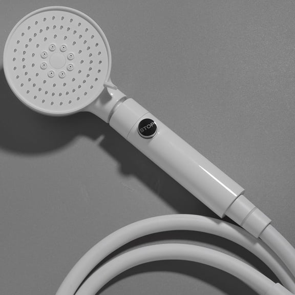 EFEMF-Hand held ShowerHead with Built-in ON OFF Control - Adjustable Head - Anti Scale Rubber Nozzels - Water Saving - RV Bathroom Showehead Replacement (Gloss White)