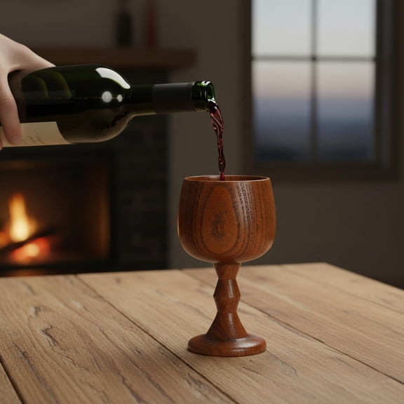 EFEMF-Handcrafted Wooden Goblet Chalice Cup 5 oz Jujube Wood Wine Goblet for Communion Cups, Chalice Goblet Wooden Cup for Churches, Home, Rustic Kitchen and Gift