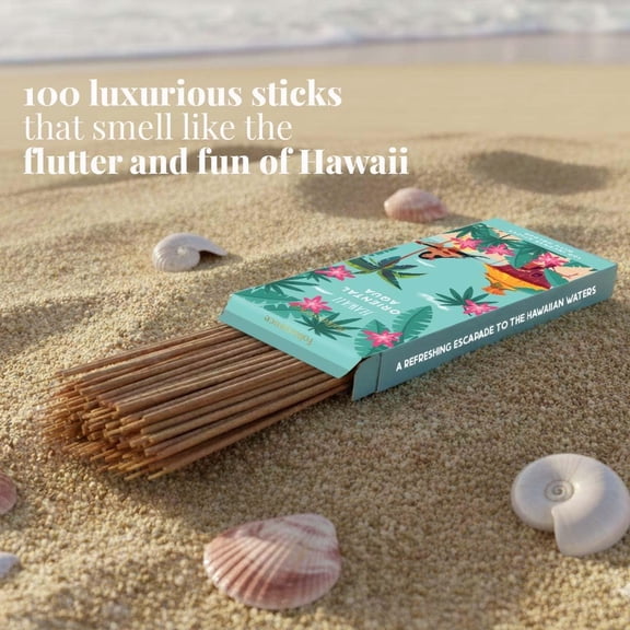 EFEMF-Hawaii Incense Sticks with Holder (100 Sticks)| Premium Summer Scents Incents Stick for Aromatherapy, Relaxation | No Charcoal,Organic,Non Toxic, 45 Mins Slow Burning Insence-Sticks