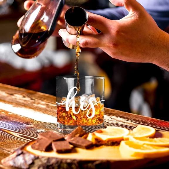 EFEMF-His Couple Gifts Whiskey Glass, Mr And Mrs Bridal Shower GiftWedding Married Engagement Old Fashioned Rocks Glasses, Wedding Whiskey Gifts for Couples Newlyweds Husband Wife His Hers, 10 Oz