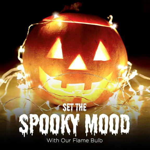 EFEMF-Hudson LED Halloween Lights - Flame Effect Bulb & 4-Mode Upside Down Animation - 3W Flickering Flame Bulb with E26/E27 Base (1 Pack) - Orange Fire for Indoor Outdoor Use