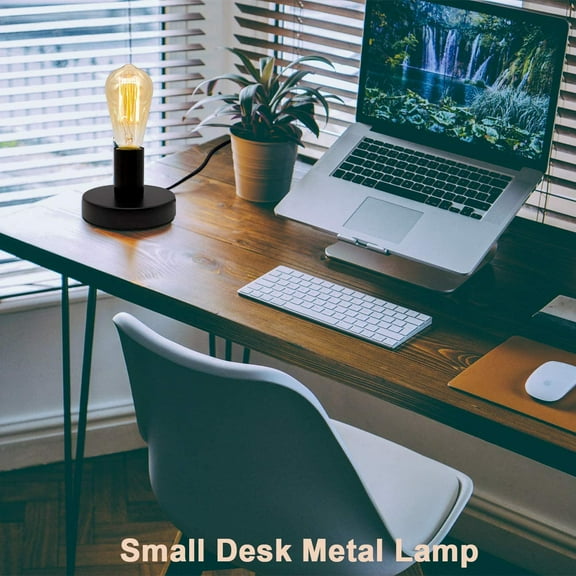 EFEMF-Industrial Table Lamp Base E26/E27 Ceramic Base Holder, Vintage Small Desk Lamp with Plug in Cord On/Off Switch Edison Lamp for Home Lighting Decor (Small)