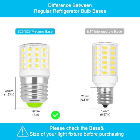 EFEMF-KEI D34L Refrigerator Bulb Replacement AC100-265V 3.5W Refrigerator Bulb Frigidaire Daylight White 600LM 4W Equivalent 40W LED Light Bulb Fridge Light Bulb Appliance Lighting,1-Pack