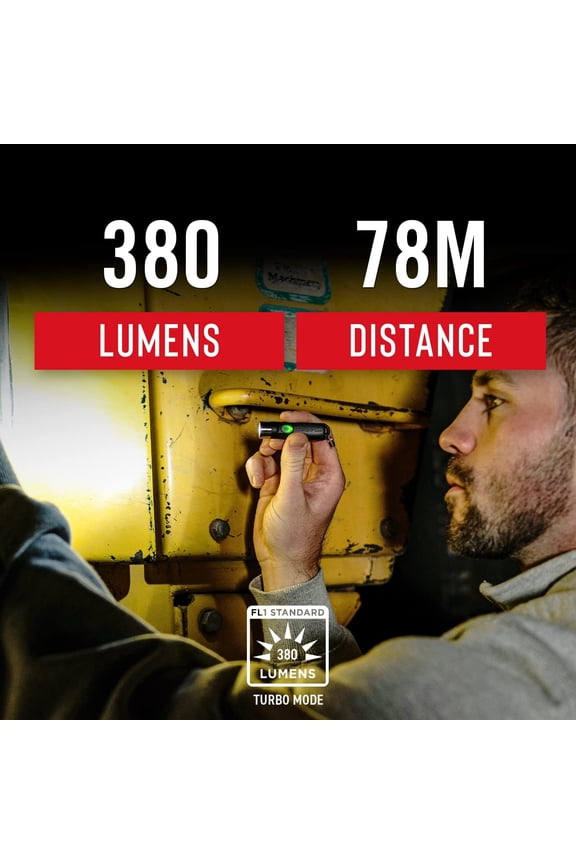 -KL20R 380 Lumen EDC Rechargeable Lightweight LED Keychain Flashlight, Black