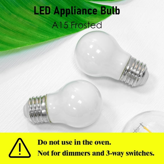 EFEMF-LED Appliance Bulb, 40W Equivalent, Range Hood Light Bulbs, Daylight White 5000K, 5W 500 Lumens, Non-Dimmable, E26 Base, Refrigerator Light Bulb, A15 Frosted, Pack of 2, Freezer Fridge Light Bu