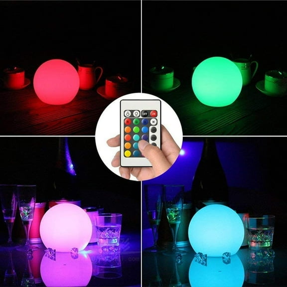 EFEMF-LED Ball Light, 6-Inch Rechargeable & Remote Control Globe Lights 16 RGB Colors Changing Indoor/Outdoor Night Light for Home/Party/Lawn/Desk Decoration