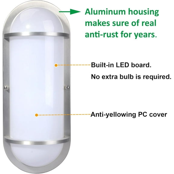 EFEMF-LED Bulkhead Light, Exterior Wall Light Fixture, 3000K Warm White, Aluminum, Outside Wall Sconce Lighting for Porch Patio Entryway