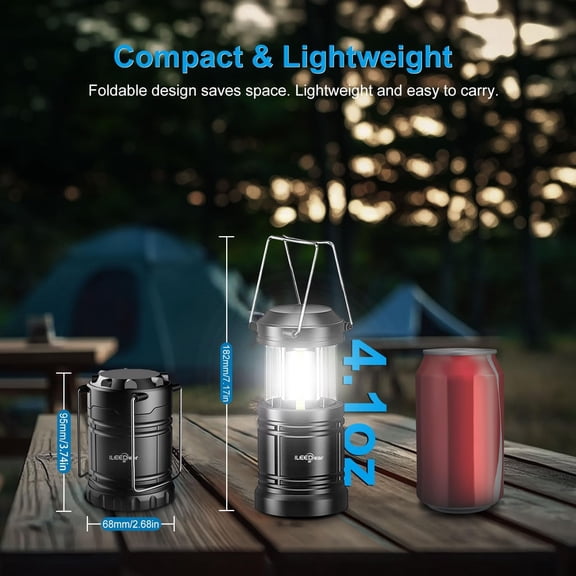 EFEMF-LED Camping Lantern, Battery Operated Lights, Adjustable Brightness for Camping, Emergencies, Power Outages, Outdoor Collapsible Lanterns, 2 Pack