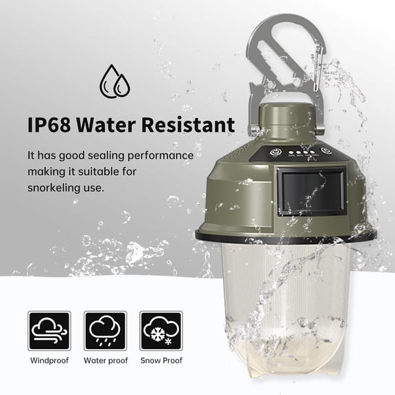 EFEMF-LED Camping Lantern, Battery Powered, 800LM, 5 Modes, Waterproof, Portable Flashlight for Camping, Emergency, Outdoor. (Green)